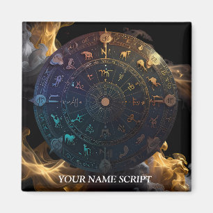 Komplexe Zodiak-Scheibe Astrologie Kunst & Dekor Magnet