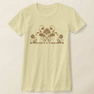 Komplexer, verzierter floraler Wappen und Teiler T-Shirt