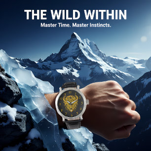 Komplexes Bison-Design mit Stammelementen Armbanduhr