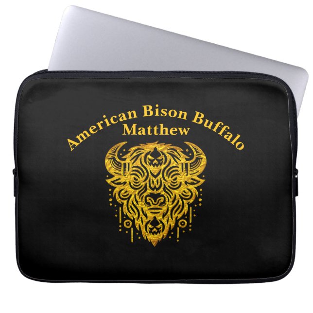 Komplexes Bison-Design mit Stammelementen Laptopschutzhülle (Vorderseite)
