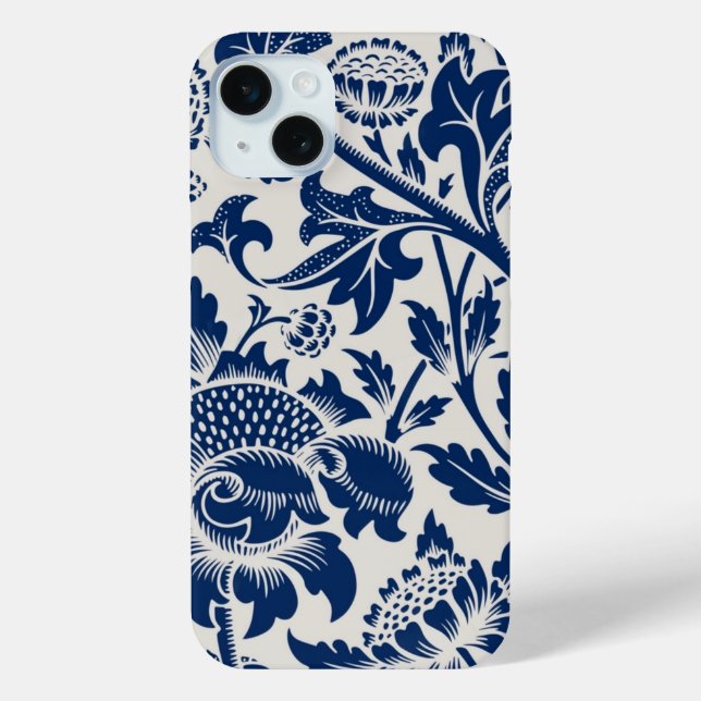 Komplexes blaues Blumenmuster auf hellem Hintergru Case-Mate iPhone Hülle (Rückseite)