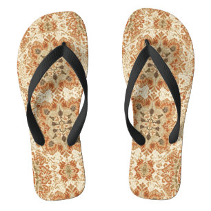 Komplexes Bohemian-Fliesenmuster in erdigen Terrak Flip Flops