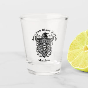 Komplexes Design eines Bison mit einem Hut Schnapsglas