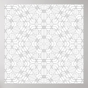 Komplexes eckiges Gitter-Mandala-Muster zum Ausmal Poster