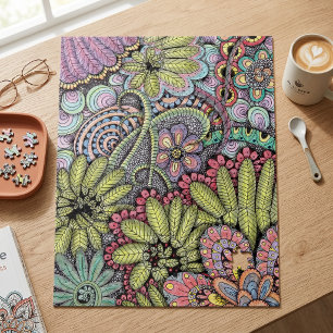Komplexes farbenfrohes florales Doodle-Kunstmuster