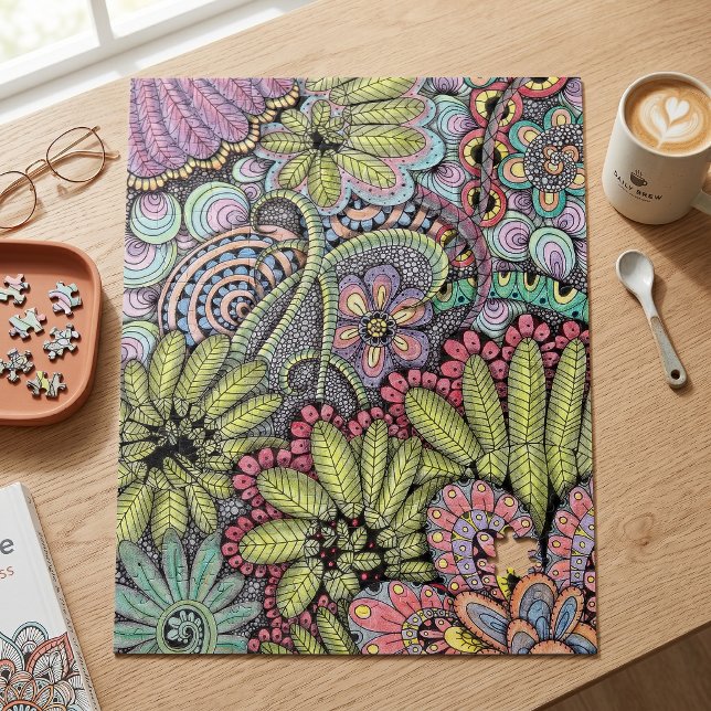 Komplexes farbenfrohes florales Doodle-Kunstmuster (Von Creator hochgeladen)