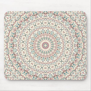 Komplexes geometrisches Mandala in Türkis, Rosa un Mousepad