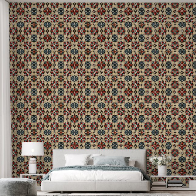 Komplexes geometrisches Muster mit fetten Farben Tapete (Schlafzimmer)