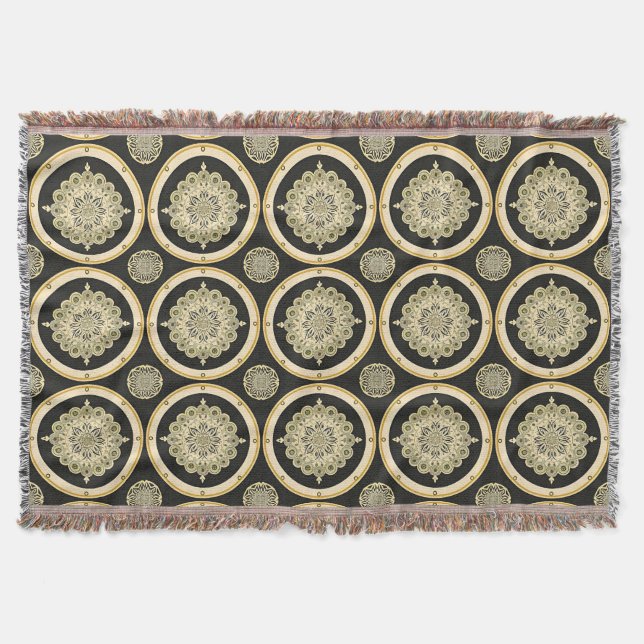 Komplexes goldenes Mandala-Design Decke (Vorderseite)