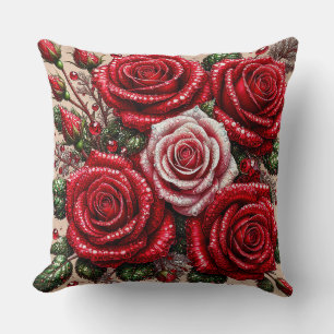 Komplexes juwelenverziertes florales Design Kissen