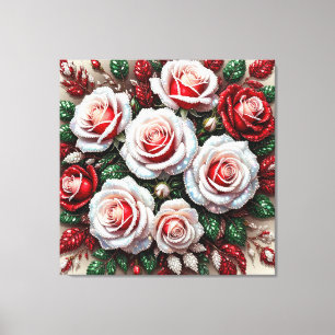 Komplexes juwelenverziertes florales Design Leinwanddruck