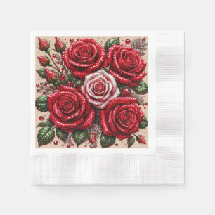 Komplexes juwelenverziertes florales Design Serviette