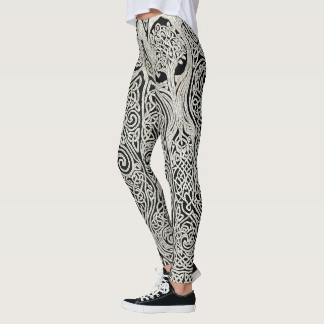 Komplexes keltisches Baum-des-Lebens-Knotwork-Desi Leggings (Links)
