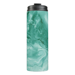 Komplexes Marmormuster in reichhaltigem Teal und G Thermosbecher