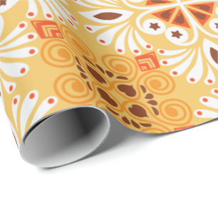 Komplexes orange-braunes geometrisches Muster Geschenkpapier