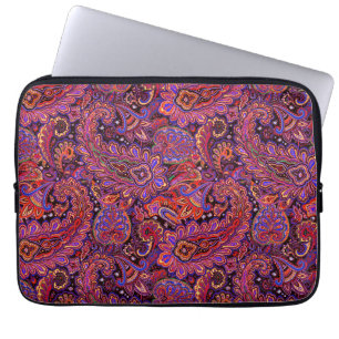 Komplexes Paisley-Design in Reichrot und Purpur Laptopschutzhülle