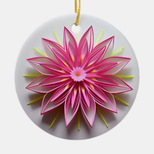 Komplexes rosa Origami-Blumen-Design Keramik Ornament