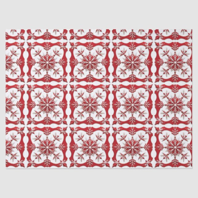 Komplexes rotes Schneeflockendesign  Seidenpapier (Vorderseite)
