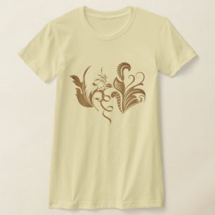 Komplexes, verziertes botanisches Wirbel- und Blat T-Shirt
