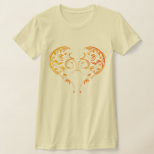 Komplexes, verziertes florales Herz-Swirbel-Design T-Shirt