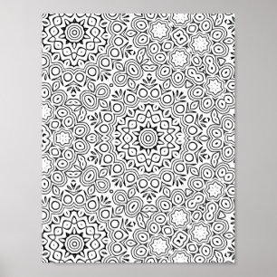 Komplizierte Blumenkreis-Mandala-Malvorlage Kunst Poster