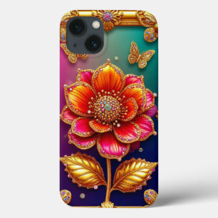 Komplizierte goldene Blumenkunst Case-Mate iPhone Hülle