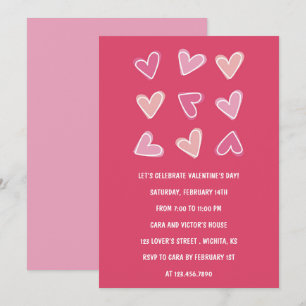Komplizierte Liebe Rosa Herz Valentine Party Einladung