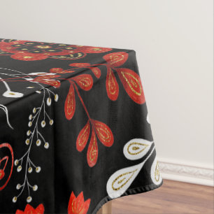 Kompliziertes Blumenmuster mit Gold und Weiß tabl Tischdecke