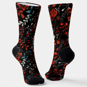 Kompliziertes Blumenmuster mit Gold und weißen Soc Socken