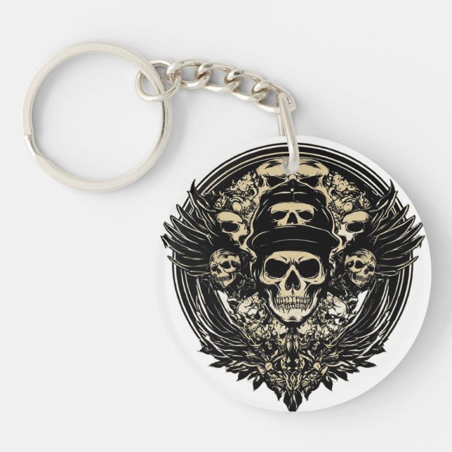 Kompliziertes Schädeldesign Schlüsselanhänger (Vorderseite)