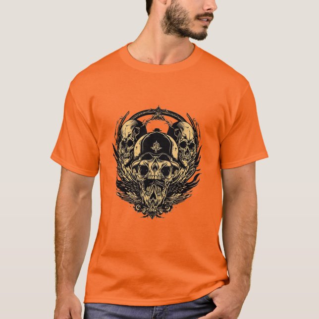 Kompliziertes Schädeldesign T-Shirt (Vorderseite)