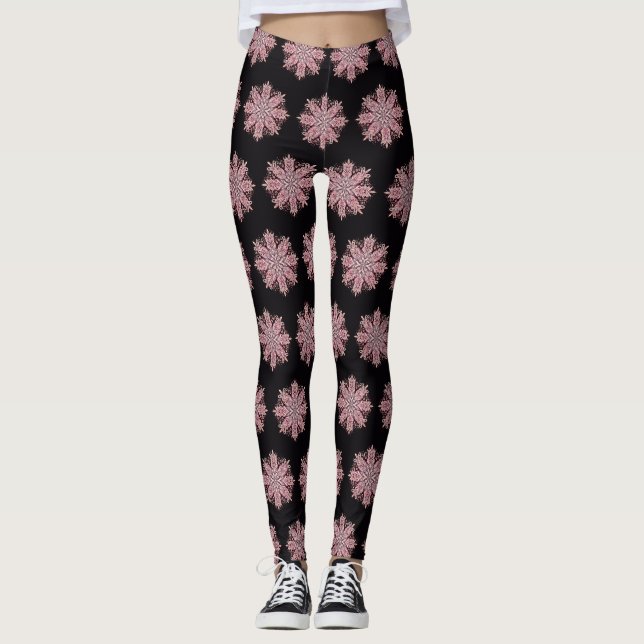 Kompliziertes Snowflake-Design Leggings (Vorderseite)