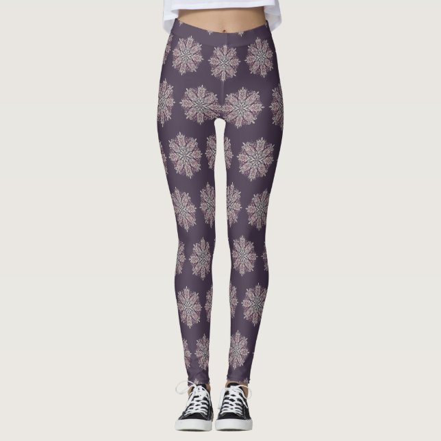 Kompliziertes Snowflake-Design Leggings (Vorderseite)