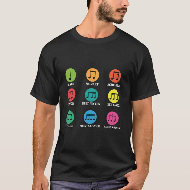 Komponisten Al Music Musical Notes T-Shirt (Vorderseite)