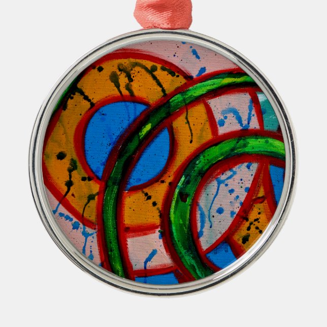 Komposition #20A von Michael Moffa Silbernes Ornament (Vorne)