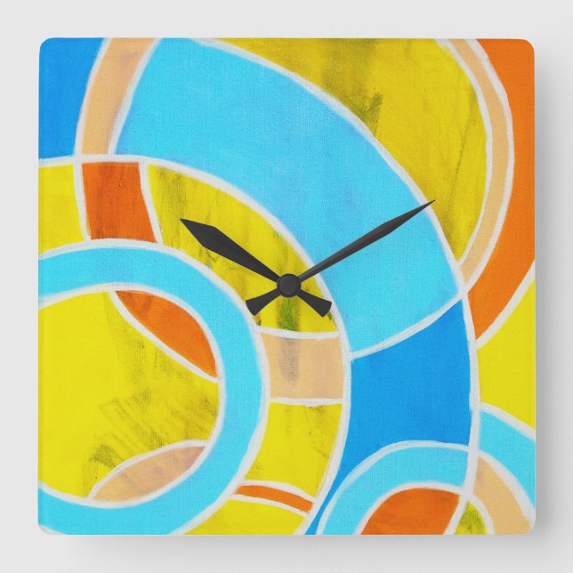 Komposition #23 von Michael Moffa Quadratische Wanduhr (Vorderseite)