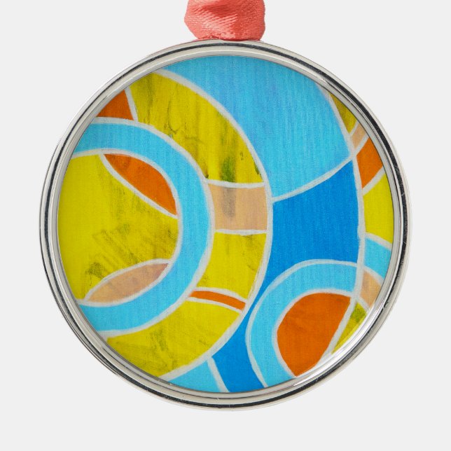 Komposition #23 von Michael Moffa Silbernes Ornament (Vorne)