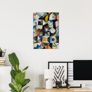 Komposition mit gelbem Halbmond und Y Poster