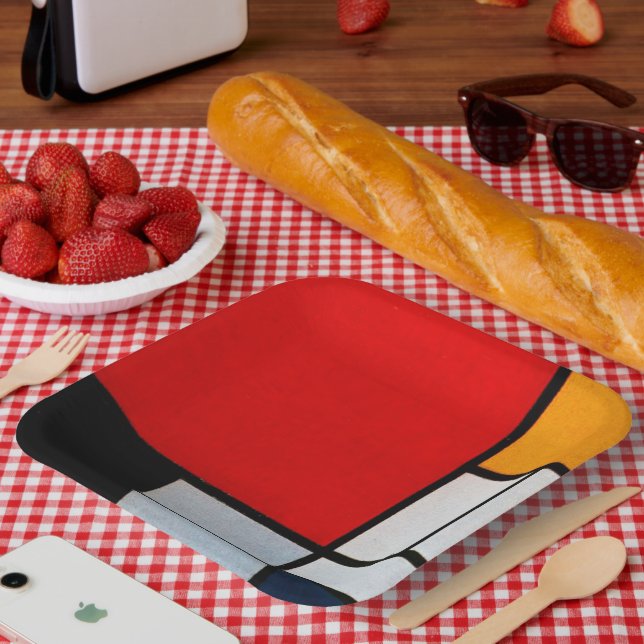 Komposition mit großer roter Fläche Pappteller (Picknick)