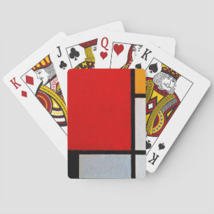 Komposition mit großer roter Fläche Spielkarten