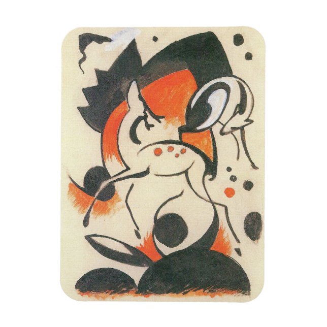 Komposition mit zwei Hirschen von Franz Marc Magnet (Vertikal)