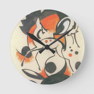 Komposition mit zwei Hirschen von Franz Marc Runde Wanduhr