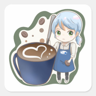 Komugisui-Tasse Quadratischer Aufkleber