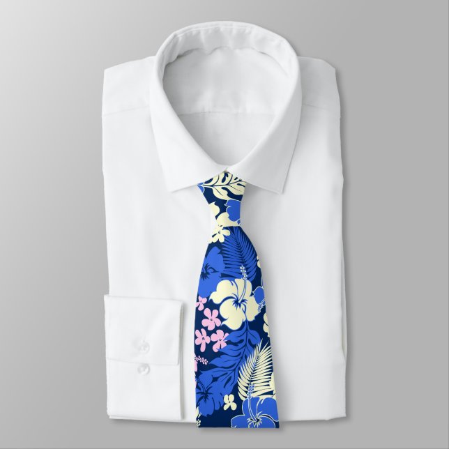 Kona Bay Hawaiian Hibiskus Aloha Shirt Print Krawatte (Gebunden)