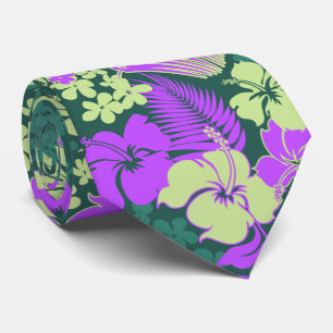 Kona Bucht-hawaiisches Hibiskus-doppelseitiges Krawatte