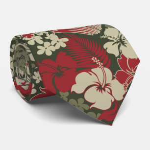 Kona Bucht-hawaiisches Hibiskus-doppelseitiges Krawatte