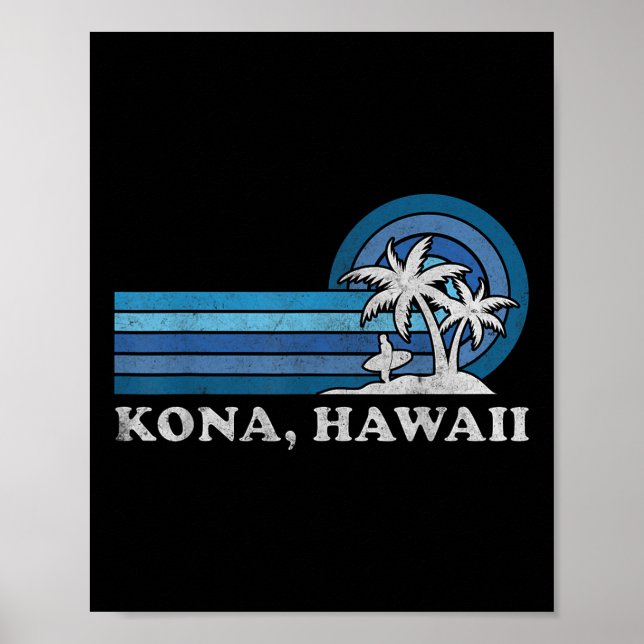 Kona Hawaii Beach Vintage Family Summer Vacation  Poster (Vorne)