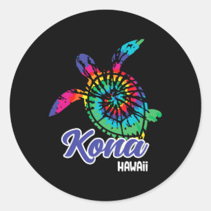 Kona Hawaii Gefärbte Krawatte Rettete Sea Turtles  Runder Aufkleber