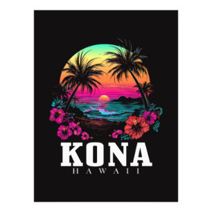 Kona Hawaii hawaiianische Hibiskusblumen Surfer Fotodruck