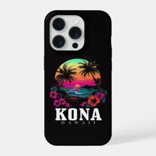 Kona Hawaii hawaiianische Hibiskusblumen Surfer iPhone 15 Pro Hülle
